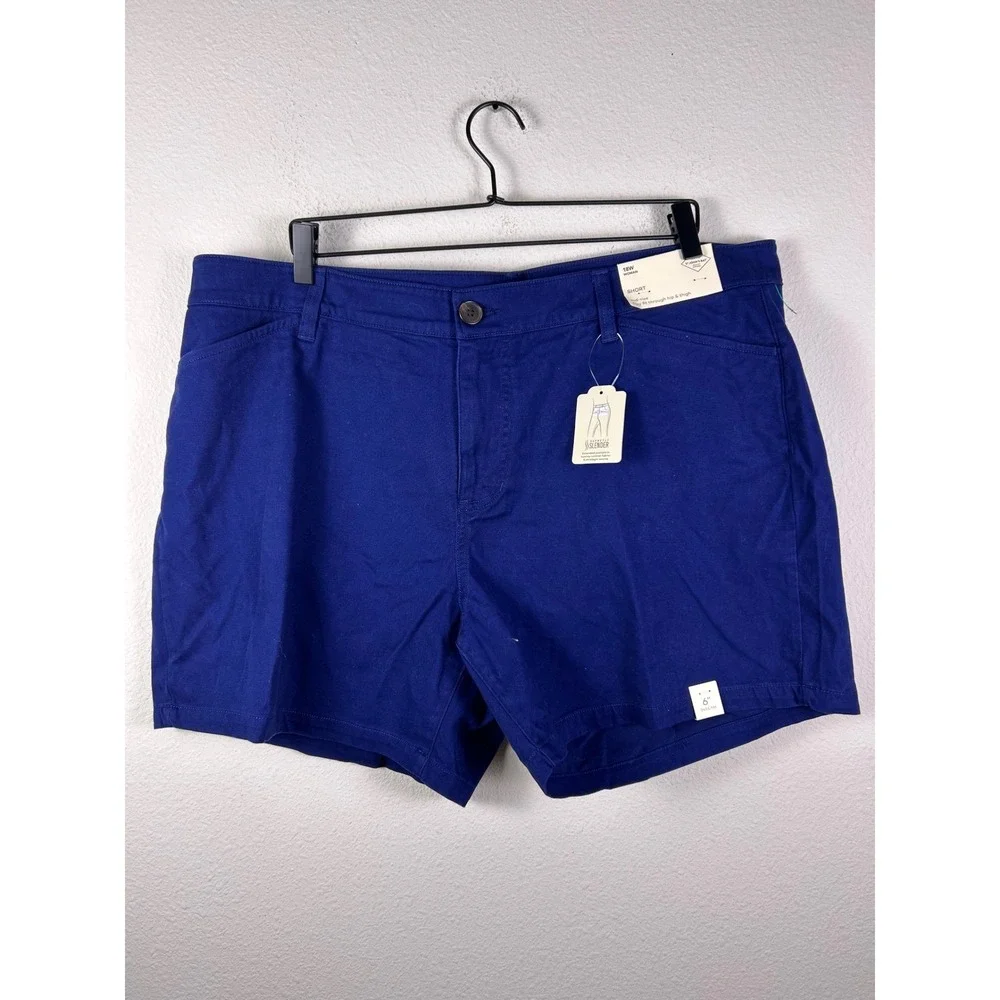 St Johns Bay Womens Royal Blue Mid Rise Chino Shorts Size 18W New
